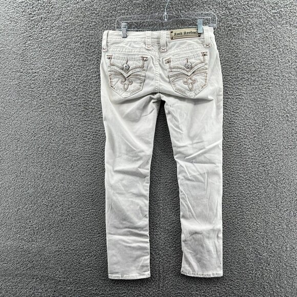 Rock Revival Hanaya Crop Jeans Womens 28 White Stretched Denim Ankle - Picture 2 of 13
